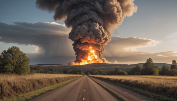 A stunning landscape within a beautiful fiery day