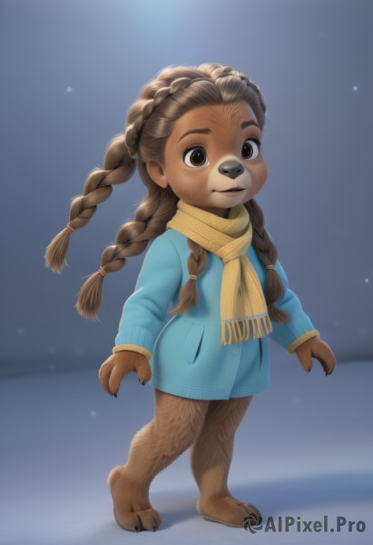 A dynamic view of a child in snowy outdoors
