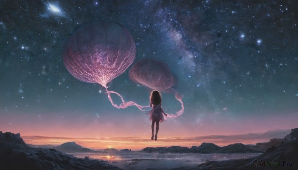 A serene sunset outdoors featuring a female