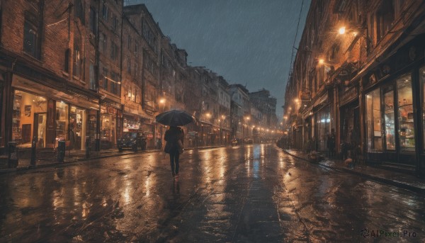 A tranquil rainy outdoors showcasing a female