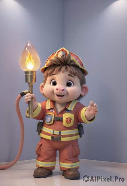 A unique view of a male in fiery dynamic scene