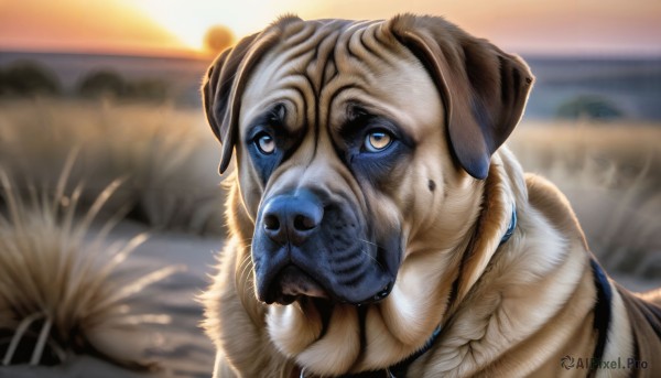 Image of a dog in a peaceful sunset outdoors