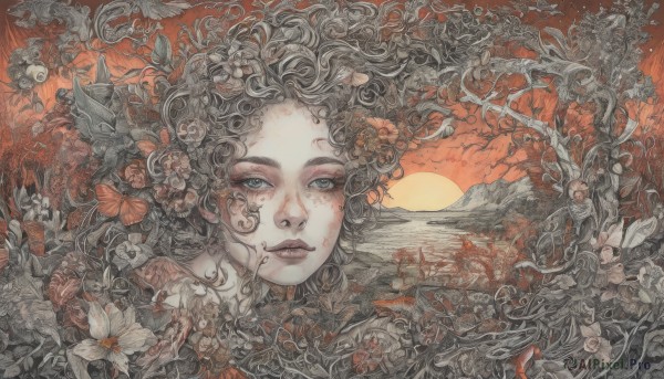Sunset mountain brought to life with a captivating female
