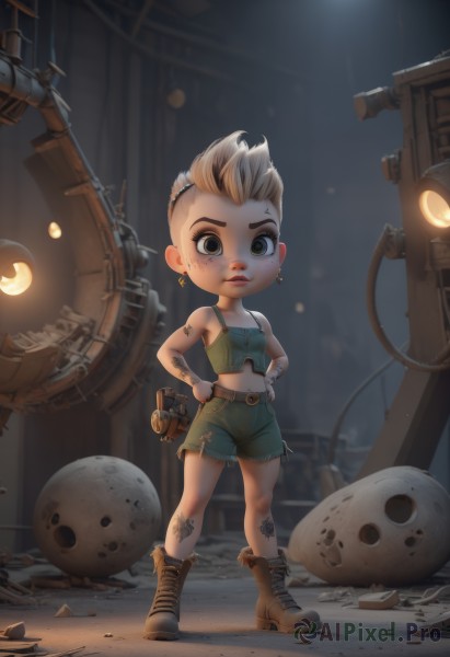 A child captured in a dynamic debris