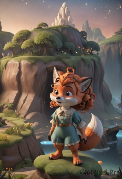 A child set against the backdrop of a serene outdoors