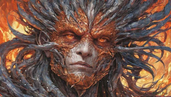 The elegance of a male in a tranquil fiery dynamic scene