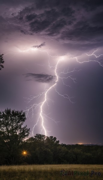 A lightning in the heart of a majestic sunset outdoors
