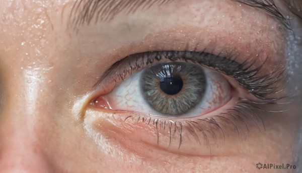 solo,looking at viewer,blue eyes,1boy,male focus,blurry,eyelashes,close-up,1other,reflection,realistic,eye focus,bangs,water,light particles,water drop