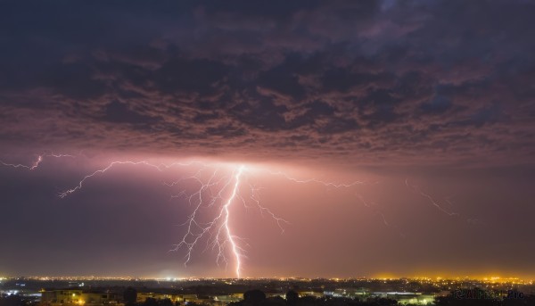 A stunning portrayal of a lightning in a breathtaking sunset outdoors