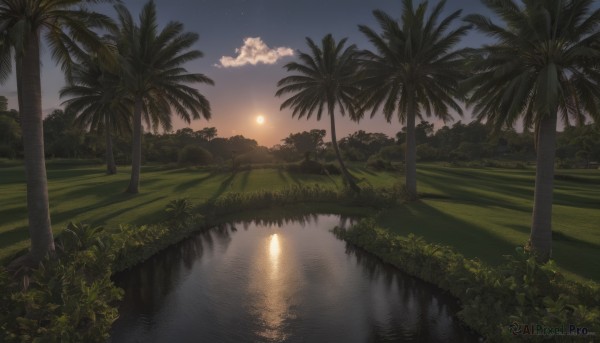 The majestic beauty of a landscape set within a dynamic sunset outdoors