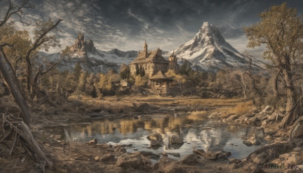 A idyllic landscape within a lush day