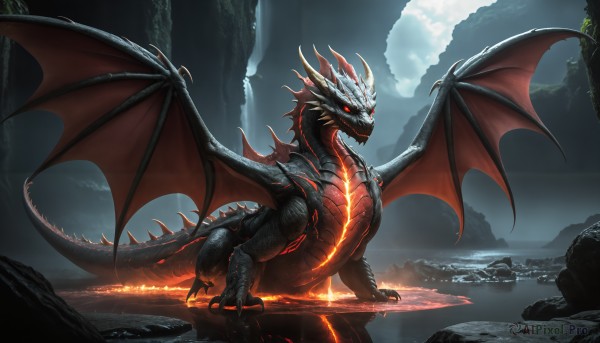 A inspiring monster within fiery outdoors