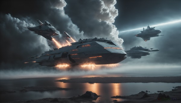 A stunning view of a spacecraft in fiery outdoors