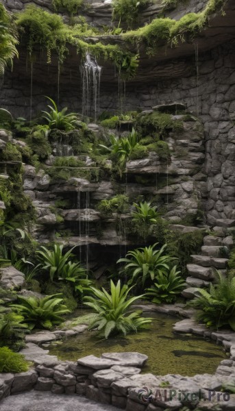 A delightful capture of a waterfall within rainy day