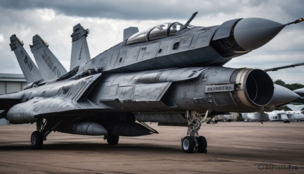 multiple boys,sky,cloud,signature,military,no humans,helmet,cloudy sky,flying,science fiction,realistic,aircraft,military vehicle,airplane,pilot suit,watercraft,vehicle focus,ship,jet,missile,fighter jet,pilot,day