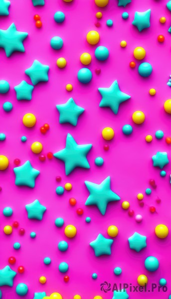 solo,star (symbol),no humans,pink background,balloon,colorful,food,candy,multicolored background