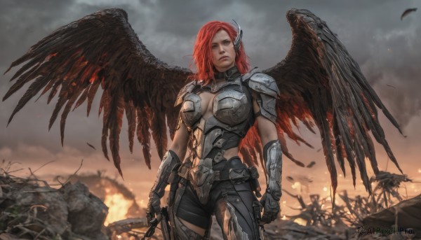 A stunning portrayal of a female in a calm fiery outdoors