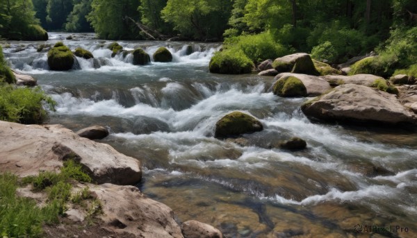 A waterfall captured in a tranquil day