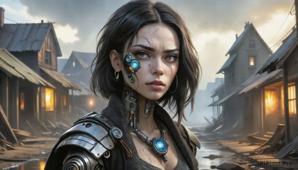 A captivating cyborg within rainy day