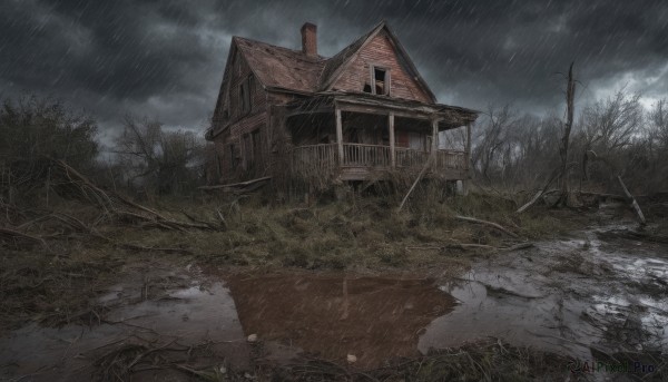 A unique subject showcased in a tranquil rainy outdoors