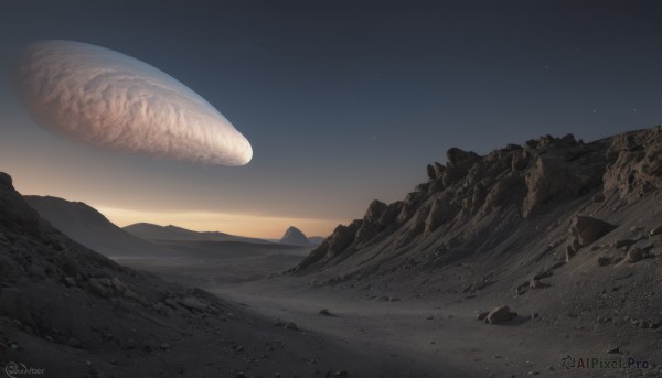 A peaceful sunset outdoors with a spacecraft