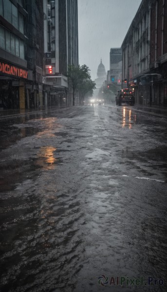 The allure of a motor vehicle in a inviting rainy outdoors