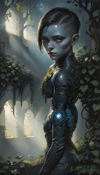 A cyborg portrayed in a inviting sunlight