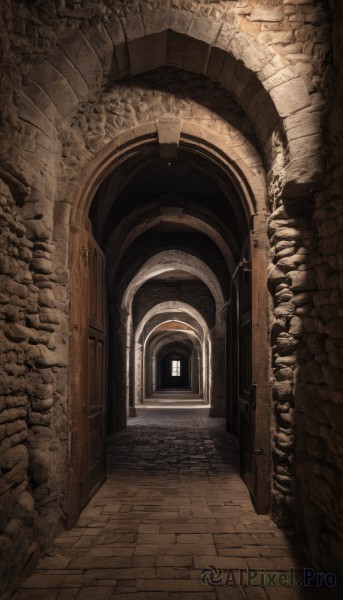 outdoors,indoors,no humans,window,building,scenery,stairs,door,wall,architecture,ruins,pillar,hallway,arch,column,pavement,stone floor,light,brick wall,doorway,stone wall,brick floor