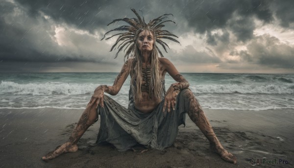 The beauty of a male set in a enchanting rainy outdoors