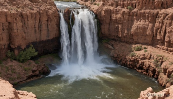 The serene presence of a waterfall in a breathtaking day