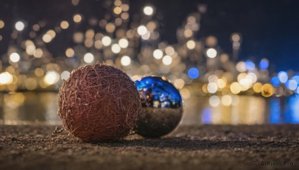 outdoors, blurry, no humans, night, depth of field, blurry background, scenery, bokeh, city lights