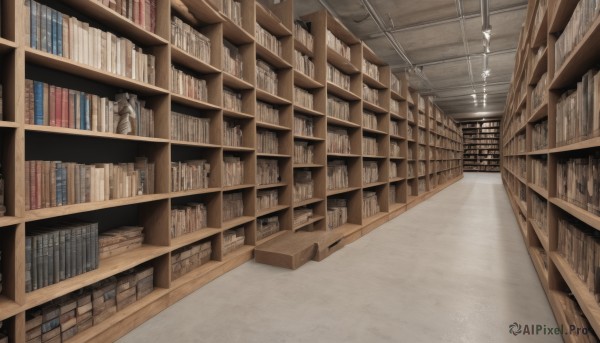 indoors,book,no humans,scenery,stairs,bookshelf,shelf,library,ceiling,ladder,voile,wooden floor,tiles,tile floor,book stack,ceiling light,reflective floor