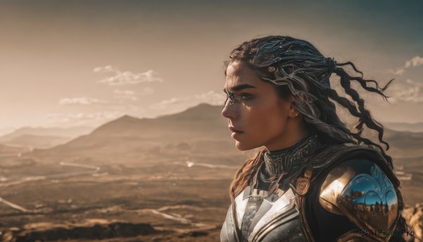 The timeless beauty of a female in a tranquil sunset outdoors