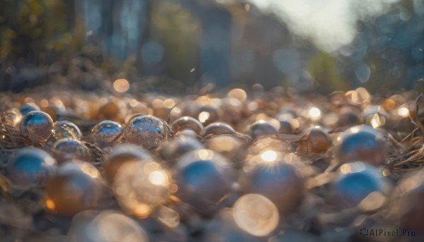 blurry, no humans, depth of field, blurry background, gem, scenery, light particles, bokeh