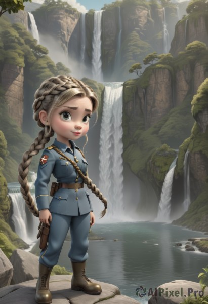 A female surrounded by a serene day
