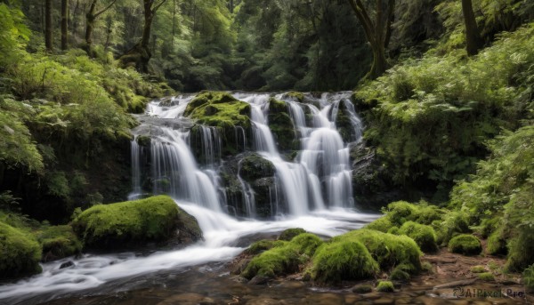 The timeless beauty of a waterfall in a tranquil day