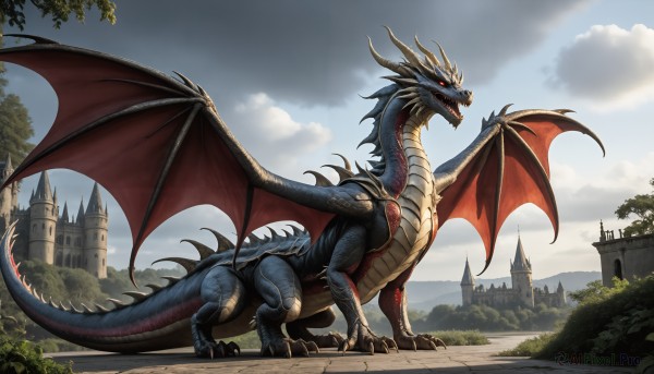 A breathtaking view of a dragon in day