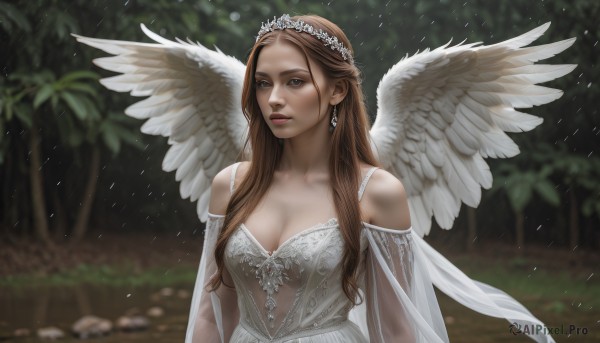 Image of a female in a beautiful rainy outdoors