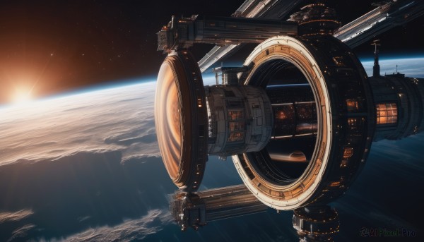 A majestic image of a spacecraft in sunset sunlight