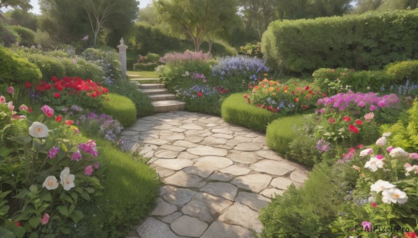 A breathtaking view of a garden in day