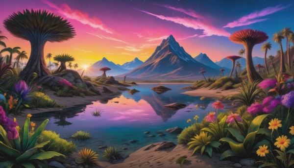 The charm of a landscape in a tranquil sunset outdoors
