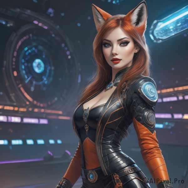 A female portrayed in a vivid dynamic scene