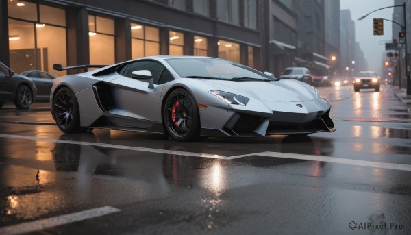 Rainy outdoors brought to life with a dynamic motor vehicle