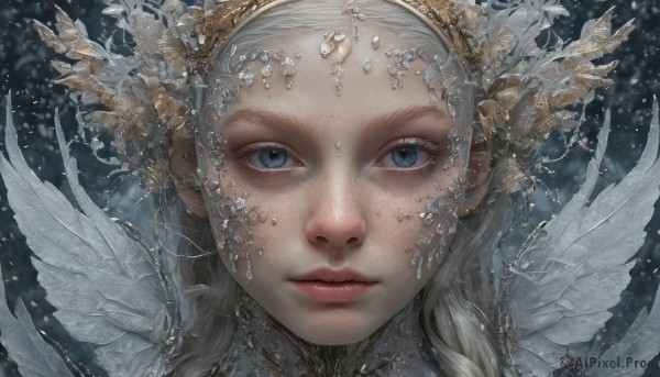 A ethereal snowy snow showcasing a female