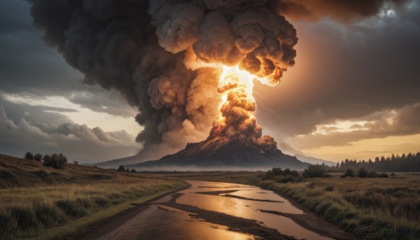 A landscape captured in a dynamic sunset outdoors