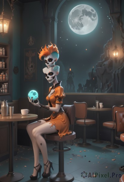 A inspiring female within night sky