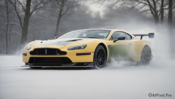 Snowy outdoors brought to life with a serene motor vehicle