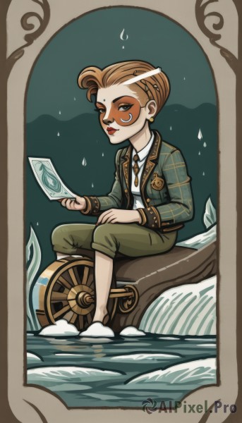 A female portrayed in a inviting rainy dynamic scene