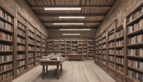 indoors,book,no humans,shadow,chair,table,scenery,wooden floor,bookshelf,shelf,book stack,library,ceiling,ladder,ceiling light