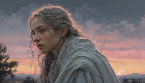 The allure of a female in a dynamic sunset outdoors